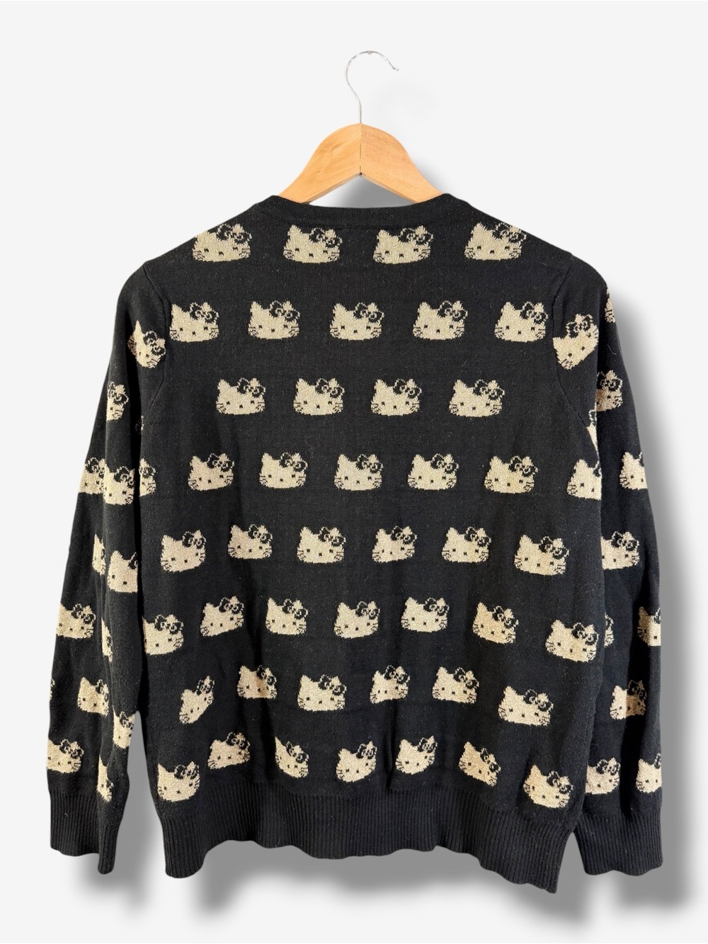 ModCloth x Hello Kitty Kawaii Icon Cardigan Size 1X Black Metallic Gold Logo - Picture 11 of 11